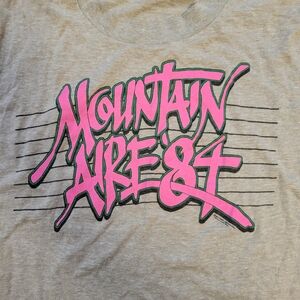 Gray Graphic Tee with Pink Design
